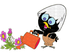 Gif animé Caliméro fleurs